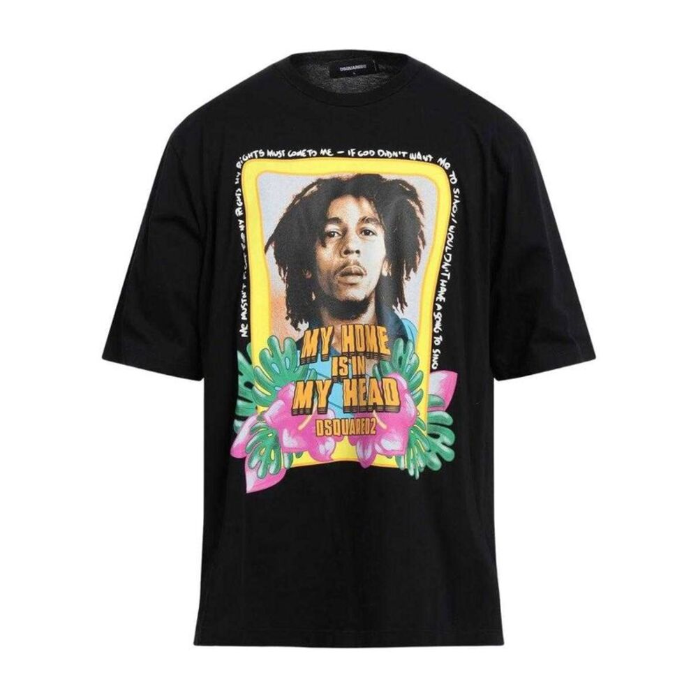 DSquared2 Unisex Adult My Home Is In My Head Bob Marley T-Shirt / Black